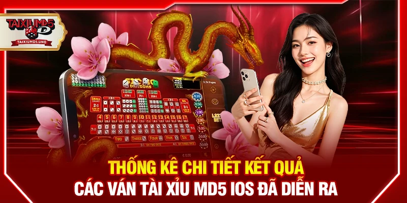 Thống kê chi tiết kết quả các ván  tài xỉu MD5 iOS đã diễn ra